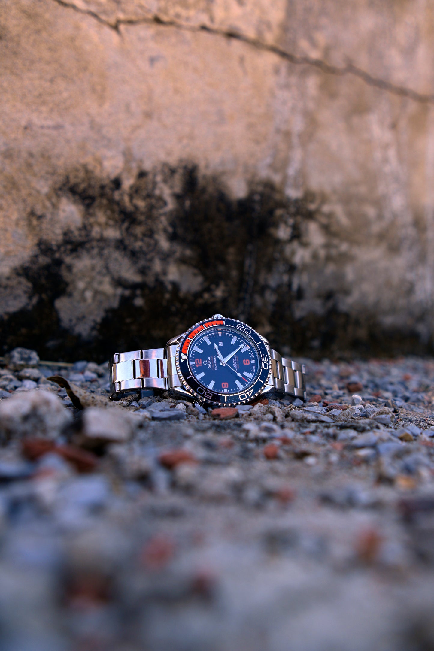 Omega Seamaster - Black & Orange Dial - Stainless Steel Chain
